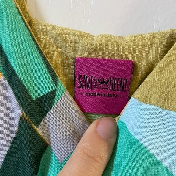 Save the Queen Asymmetrical Hem Abstract Print Sleeveless Dress XL - Picture 6 of 13